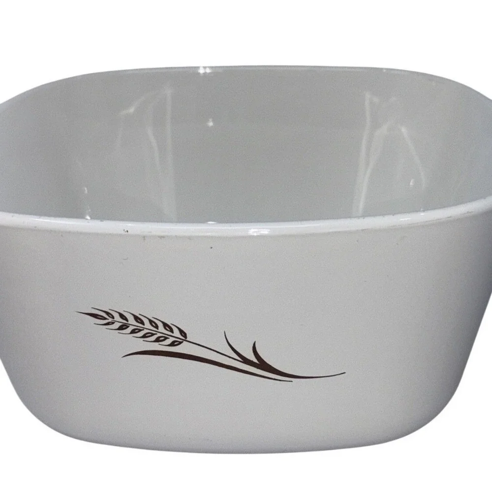 Corning Ware Wheat Casserole Dish 1.75 Qt White Square Baker W-1 3/4-B USA‎ Made